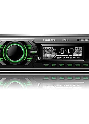 Автомагнітола fantom fp-316 black green usb sd посил кач.звука bluetooth 4x50w