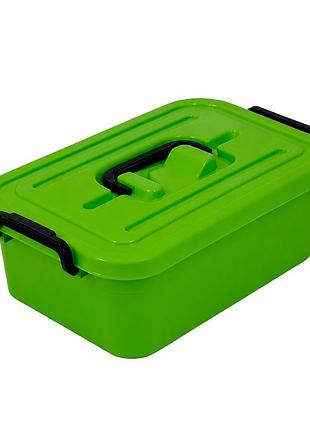 Универсальный пластиковый ящик stenson pb-966 с крышкой 3,8 л 19,5×28×10,5 см зеленый