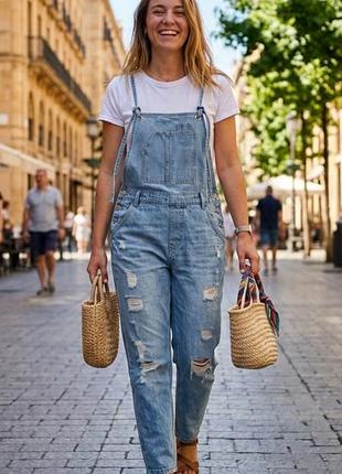 Джинсовый комбинезон zara basic z1975 denim, размер m