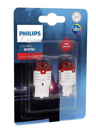 Світлодіод 12v бесцок w21 philips 11065u30rb2 led red ultinon pro3000 2шт.блист