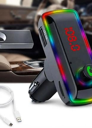 Bluetooth-модулятор f12 / фм передатчик в прикуривател / трансмиттер с rgb подсветкой и led-экраном