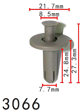 Кліпси c3066 обшивки двері натискні розпірні mazda fd0168ac3 fd01-68-ac3 11572 100шт