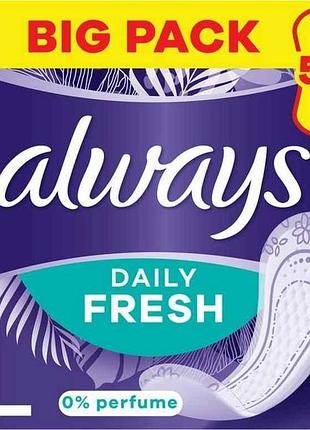 Ежедневные гигиенические прокладки 52шт daily fresh long trio без запаха тм always