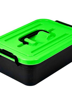Пластиковый ящик stenson pb-966 для хранения с крышкой 3,8 л 19,5×28×10,5 см зеленый