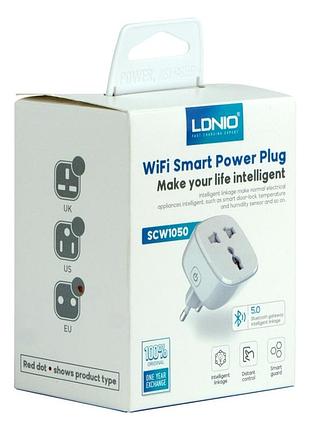 Смарт розетка wifi smart power plug ldnio scw1050 м'ят.упак. білий