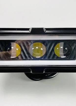 Фара-led прямокутник 40w 125*50*55mm 3 led chip 3d лінза 9-32v 6000к ip67 led chip 3030 w16