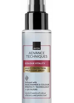 Мультизахисний спрей для фарбованого волосся сяйво кольору ейвон (avon advance techniques colour vitality leave-in treatment spray)