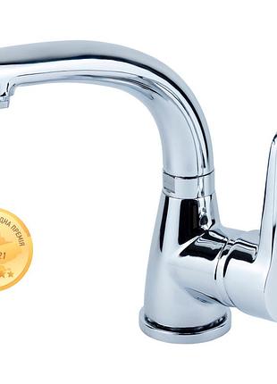 Смеситель hl ø35 для раковины гусак изогнутый на гайке aquatica hl-1a230c (9734000)