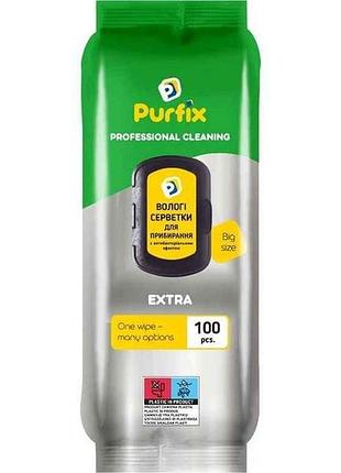 Салфетки влажные для уборки 100шт хозяйственные extra тм purfix