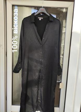 Чорна сукня-сорочка міді з 100% віскози primark (розмір xl / 44 / 16)