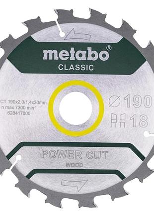 Пильный диск metabo power cut wood professional для древесины 190×30 мм 18 зубцов wz 5° (628417000)
