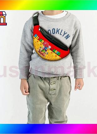 Bs сумка-бананка super mario best mix з принтом чорна дитяча молодіжна для ігор та прогулянок bas77/n