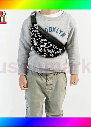 Bs сумка-бананка puma с best mix принтом черная детская молодежная для игр и прогулок рюкзак через пле bas77/n