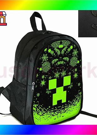 Bs школьный рюкзак minecraft best mix крипер 38x28 см черный для детей подростков повседневный спортив bas77/n