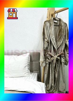 Bs халат ecotton l-xl best mix бежевый из микрофибры для дома антибактериальный легкий халат для женщи bas77/n