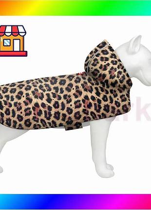 Bs дождевик-накидка с капюшоном best mix для собак waudog clothes, рисунок "леопард", xl, а 55-61 см, bas77/n