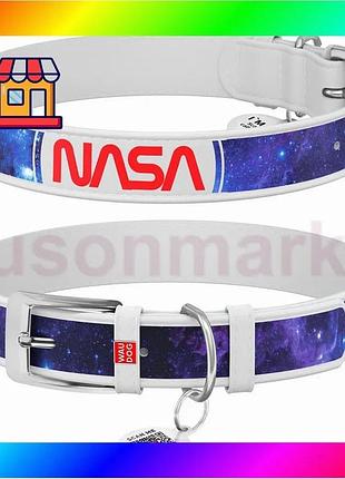 Bs ошейник для собак best mix кожаный waudog design с qr паспортом, рисунок "nasa21", l, ш 25 мм, дл 3 bas77/n
