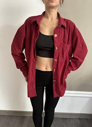 Сорочка жіноча вельветова shein s/m бордова