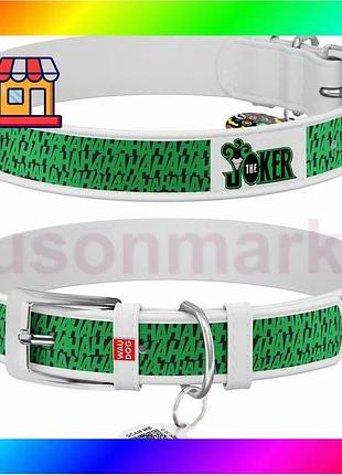 Bs ошейник для собак best mix кожаный waudog design с qr паспортом, рисунок "джокер", xl, ш 35 мм, дл bas77/n