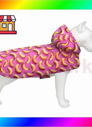 Bs дождевик-накидка с капюшоном best mix для собак waudog clothes, рисунок "бананы на розовом", м, а 4 bas77/n