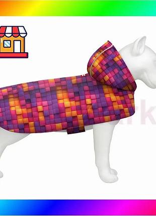 Bs дождевик-накидка с капюшоном best mix для собак waudog clothes, рисунок "кубы 3д", xxs, а 23-26 см, bas77/n