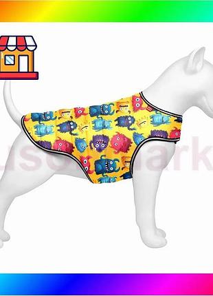Bs курточка-накидка для собак best mix waudog clothes, рисунок "мохнатые монстры", xxs, а 23 см, b 29- bas77/n