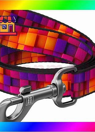 Bs повідець для собак best mix нейлоновий waudog nylon, малюнок "куби 3д", l-xxl, ш 25 мм, дл 200 см bas77/n