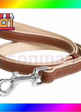 Bs поводок для собак best mix кожаный waudog soft, ш 25 мм, дл 122 см коричневый bas77/n