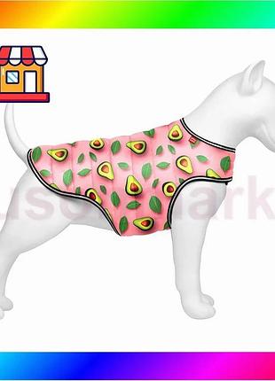Bs курточка-накидка для собак best mix waudog clothes, малюнок "авокадо на рожевому", s, а 32 см, b 41 bas77/n