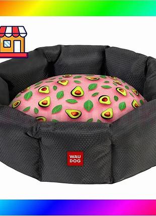 Bs лежанка для собак best mix waudog relax, рисунок "авокадо на розовом", m, ш 42 см, дл 52 см, в 19 с bas77/n