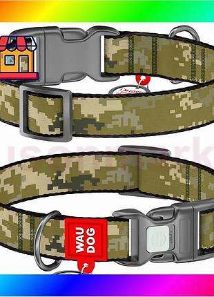 Bs нашийник для собак best mix нейлоновий waudog nylon з qr-паспортом, малюнок "мілітарі", пластиковий bas77/n