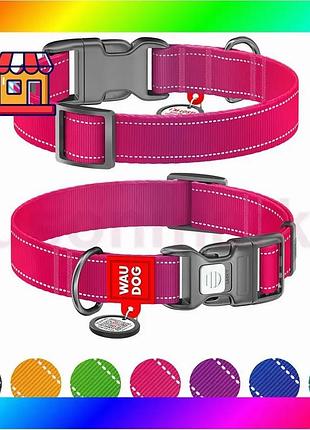 Bs нашийник для собак best mix нейлоновий waudog nylon mono c qr паспортом, світловідбивний, пластиков bas77/n