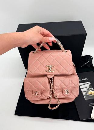 Рюкзак преміум mini backpack black caviar leather pink