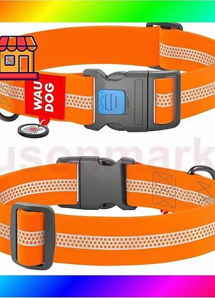 Bs нашийник для собак best mix водостійкий waudog waterproof з qr паспортом, світловідбивний, пластико bas77/n