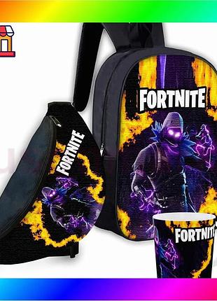 Bs набір дитячий fortnite best mix рюкзак 36х27см сумка-бананка чорна кружка з принтом для хлопчика по bas77/n