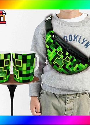 Bs сумка-бананка minecraft з best mix принтом і керамічна кружка 330 мл для дітей стильний набір для п bas77/n