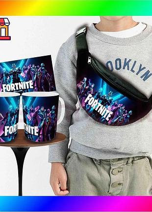 Bs дитячий набір сумка-бананка best mix fortnite та керамічна кружка чорна для хлопчика на подарунок д bas77/n