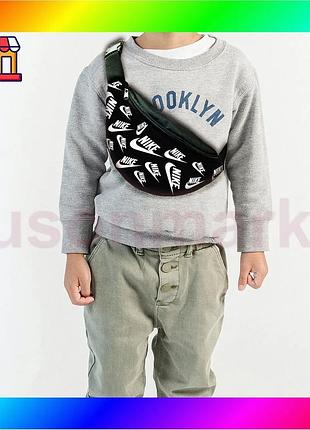 Bs сумка-бананка nike с best mix принтом черная детская молодежная для игр и активностей унисекс bas77/n