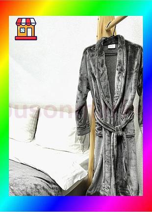 Bs халат ecotton из best mix микрофибры серый well soft для дома комфортная домашняя одежда утепленная bas77/n