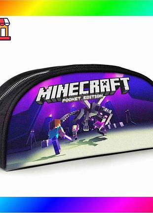 Bs пенал шкільний minecraft best mix чорний з принтом для хлопчика косметичка для ручок і олівців bas77/n