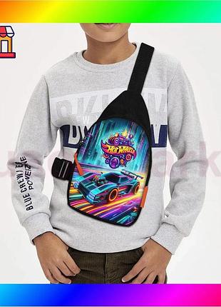 Bs сумка слінг дитяча best mix hot wheels чорна 29х17 см для хлопчика з водонепроникної тканини для пр bas77/n