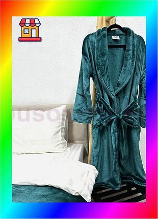Bs халат ecotton xxl best mix із мікрофібри ізумрудний well soft для дому теплий домашній одяг м'який bas77/n