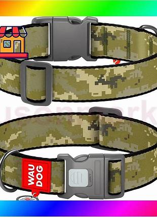 Bs нашийник для собак best mix нейлоновий waudog nylon c qr паспортом, малюнок "мілітарі", пластиковий bas77/n