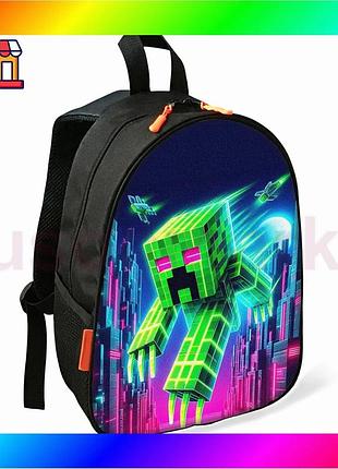Bs рюкзак minecraft крипер best mix детский школьный черный для мальчика водонепроницаемый стильный рю bas77/n