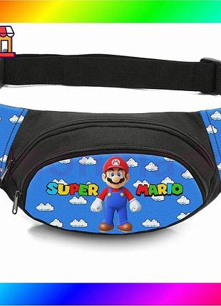 Bs сумка-бананка дитяча super best mix mario чорна поясна сумка для хлопчика для прогулянок і подороже bas77/n