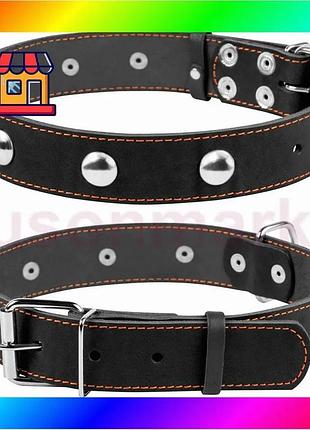 Bs ошейник "collar" одинарный best mix с украшениями (ширина 35мм, длина 48-63см) черный bas77/n
