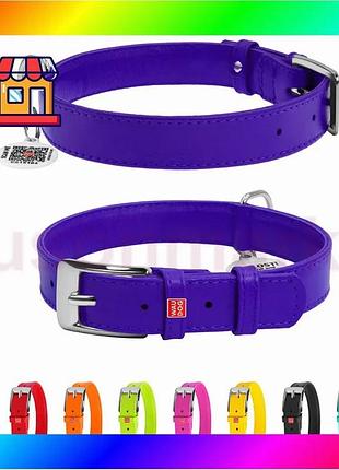 Bs ошейник для собак best mix кожаный waudog glamour с qr паспортом, без украшений, m, ш 20 мм, дл 30- bas77/n