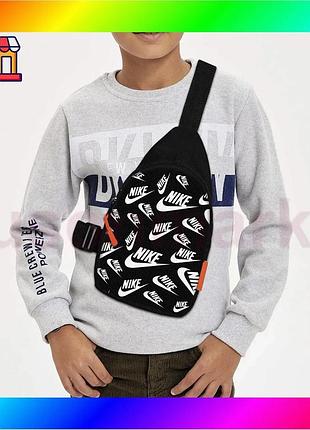 Bs сумка слинг детская best mix nike черная 29х17 см для мальчика водонепроницаемая сумка через плечо bas77/n
