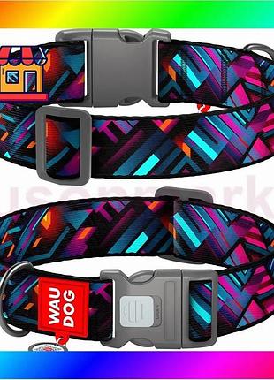 Bs ошейник для собак best mix нейлоновый waudog nylon c qr паспортом, рисунок "бесконечные миры", плас bas77/n