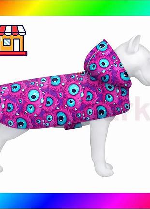 Bs дощовик-накидка з капюшоном best mix для собак waudog clothes, малюнок "око монстра", s, а 32-35 см bas77/n